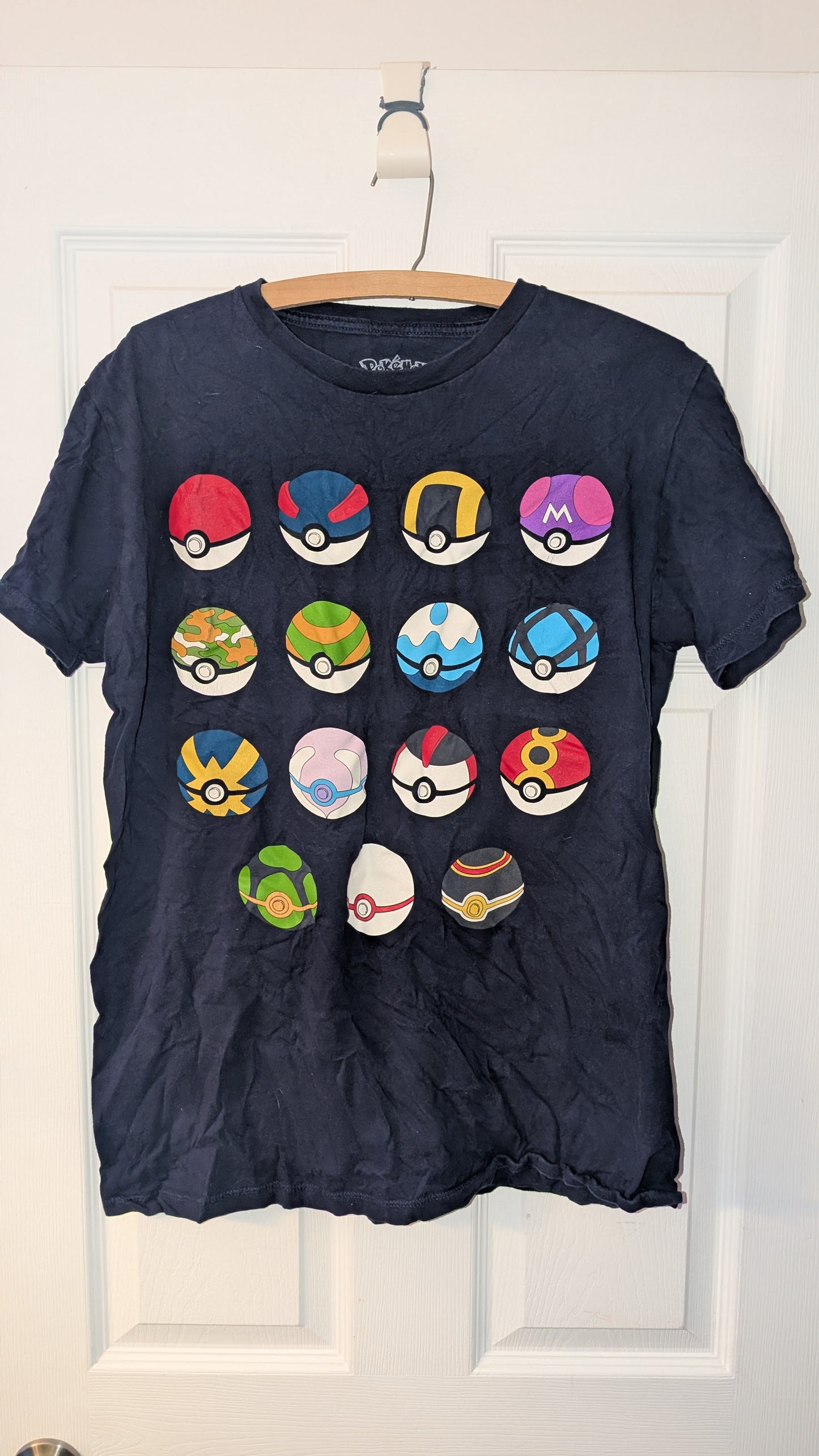 Pokémon Poké Ball Collection T-Shirt Dark Blue Size L Official Nintendo Tee