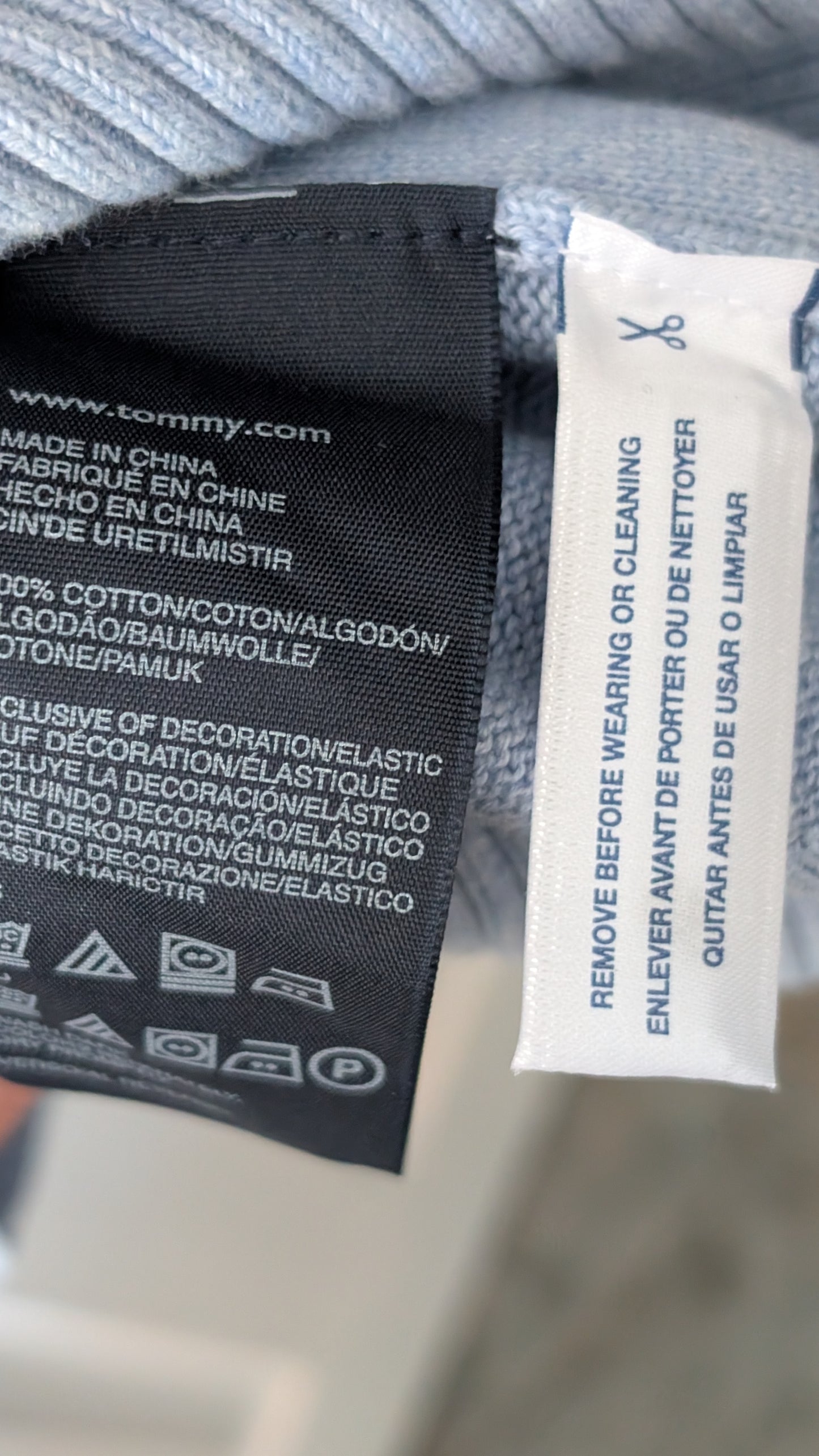 Tommy Hilfiger Men’s 1/4 Zip Knit Sweater Light Blue Cotton Size XXL