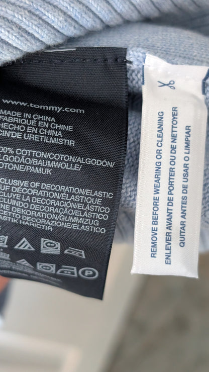 Tommy Hilfiger Men’s 1/4 Zip Knit Sweater Light Blue Cotton Size XXL