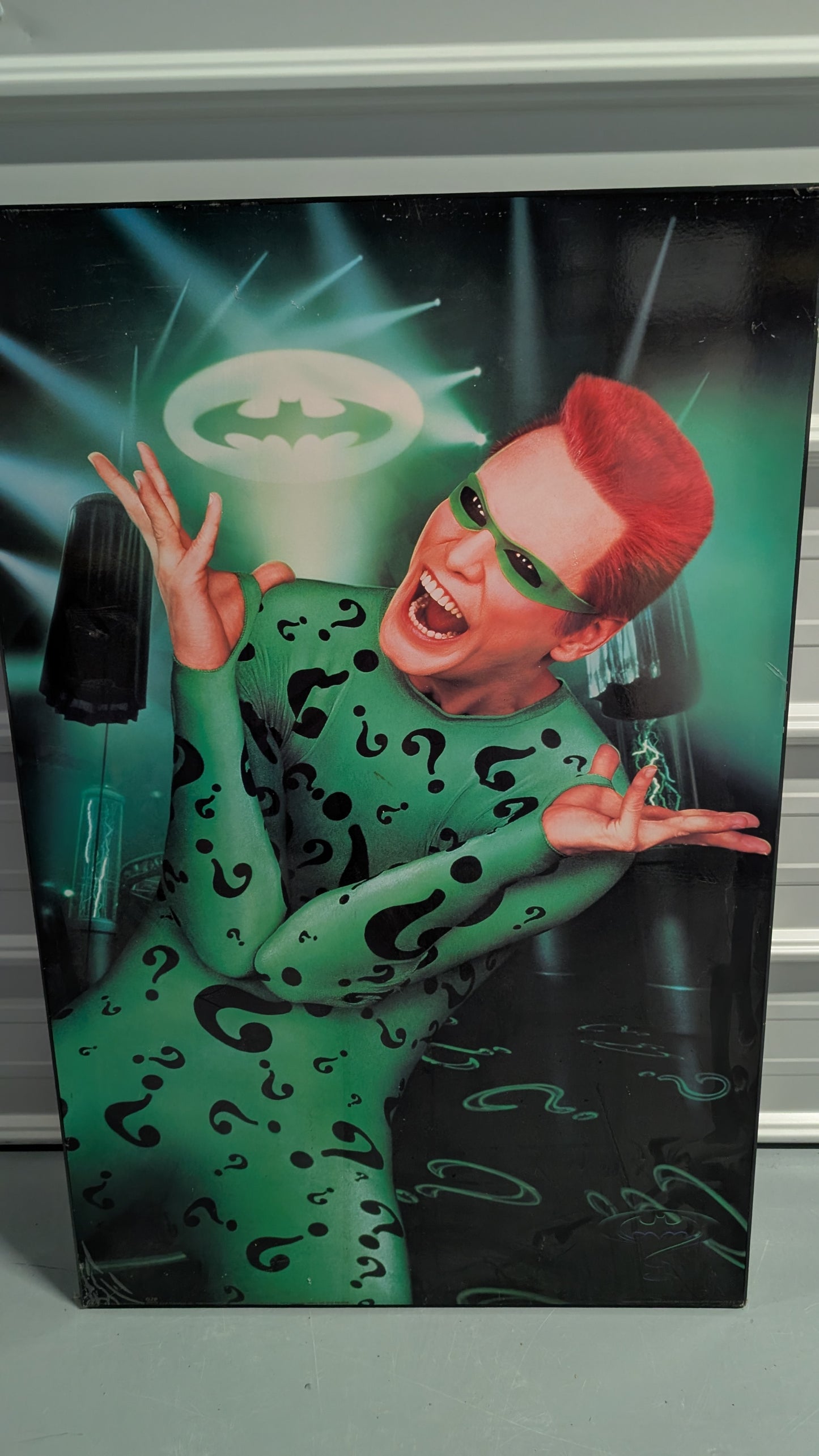 Dc comics Vintage Batman Riddler Jim Carrey Wood Panel Wall Art Approx Poster Size