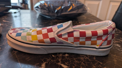 👟Vans Classic Slip-On Checkerboard Multicolor Canvas Shoes US Men 6 Women 7.5