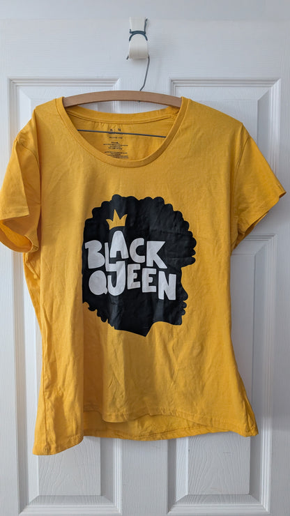 Black Queen Graphic T-Shirt – Women’s XL (TG) – Yellow/orange Cotton Tee