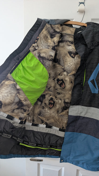 Vest Volcom Snowboard Jacket XL | Let It Storm Insulated Winter Coat Wolf Lining