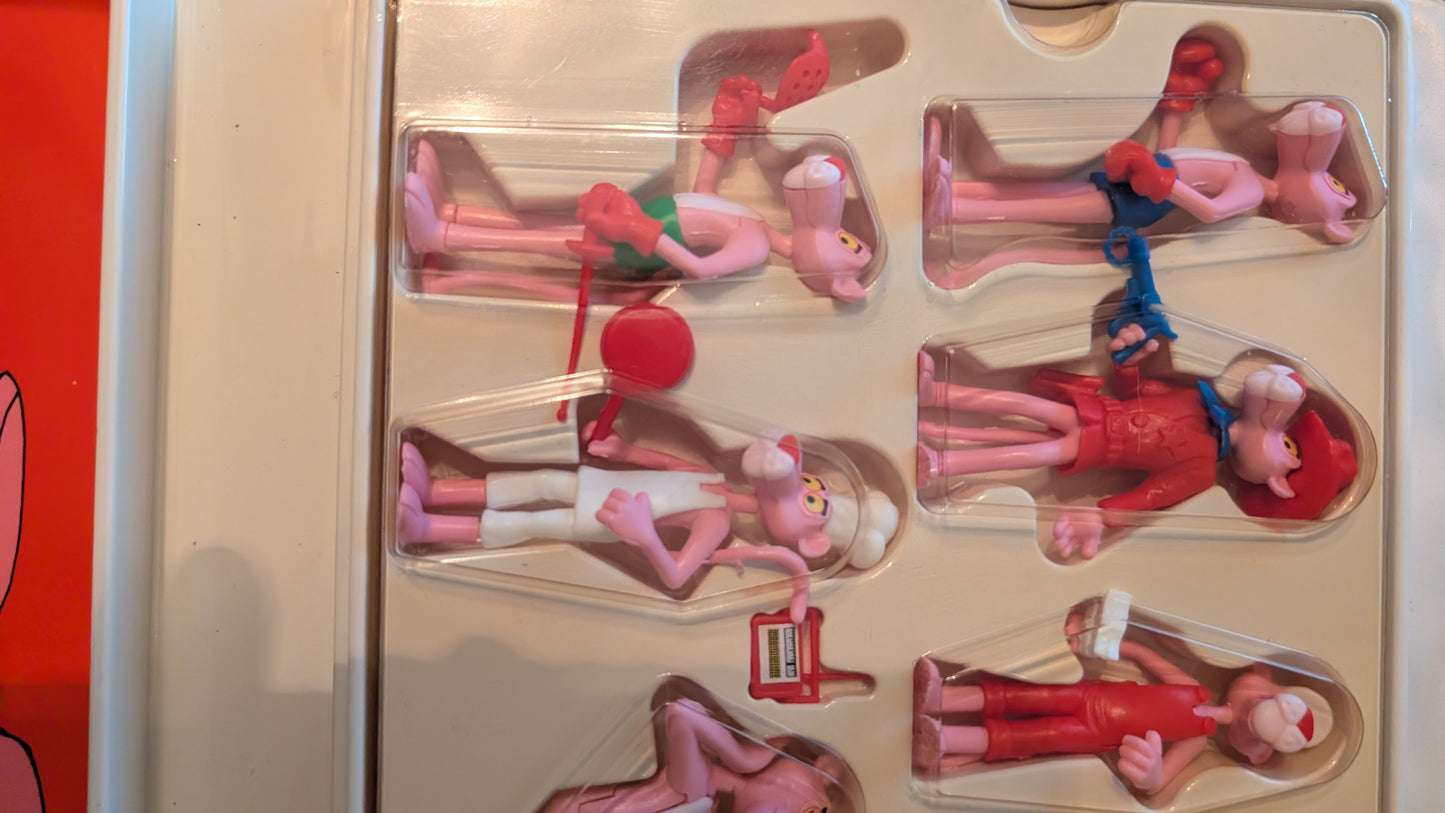 Vintage Kinder Surprise Pink Panther Carry Case 1989 Complete Set – Original Figures