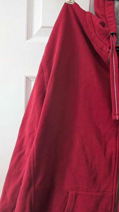 Tommy Hilfiger Men’s Full Zip Hoodie Red Fleece Lined Size XXL