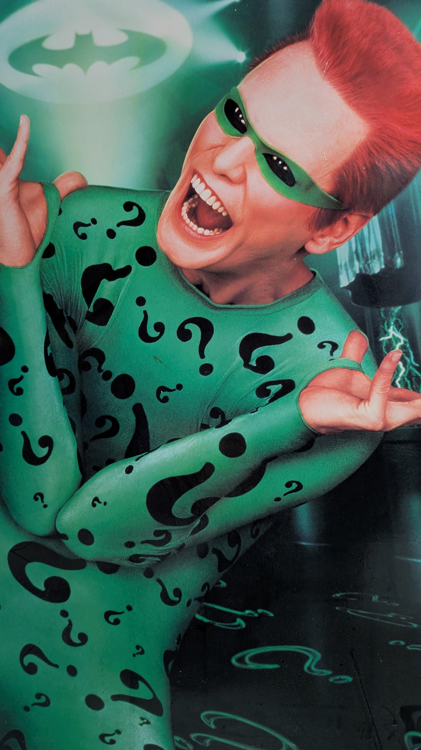 Dc comics Vintage Batman Riddler Jim Carrey Wood Panel Wall Art Approx Poster Size