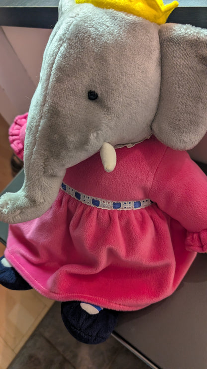 1989 Gund Babar Queen Celeste 16" Plush Sitting Stuffed Elephant Animal