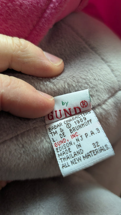 1989 Gund Babar Queen Celeste 16" Plush Sitting Stuffed Elephant Animal