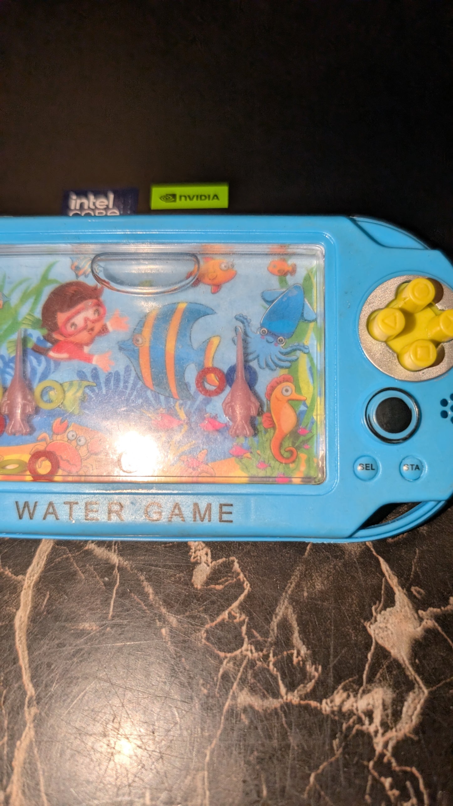 Vintage Water Ring Toss Handheld Game – Blue Aqua Theme – Classic 90s Water Game Toy
