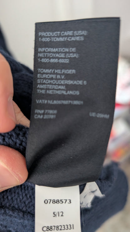 Tommy Hilfiger Men’s XXL Cable Knit V-Neck Sweater Navy Red White Preppy