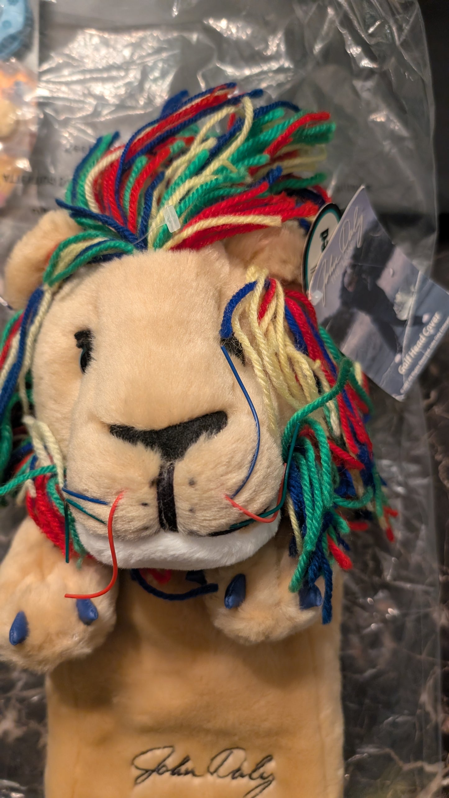 Vintage John Daly Winning Edge Designs Plush Lion Golf Club Driver Cover with tag