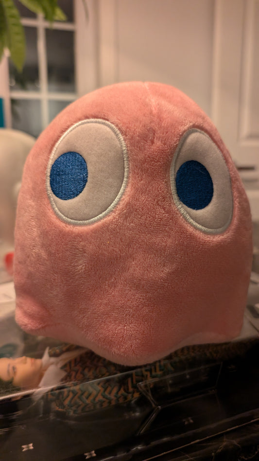PAC MAN Pink Ghost Pinky 7 " Plush Toy Stuffed Bandai Namco Ms Pac Man Pink