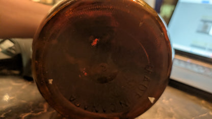 Vintage Amber Glass Jug 160 oz – Made in Canada – Wire Handle Brown Bottle