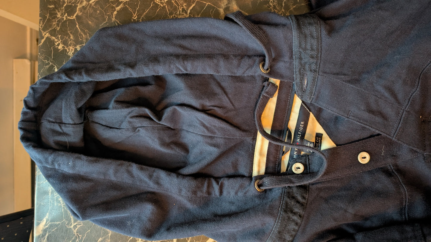 Tommy Hilfiger Classic Fit Hoodie Henley Pullover Navy Blue XXL