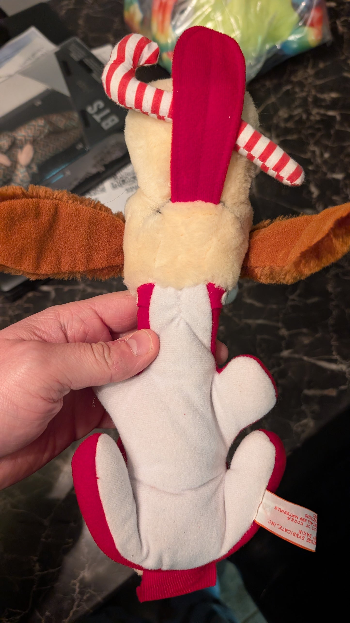 12" VINTAGE 1983 GARFIELD ODIE CHRISTMAS PUPPY DOG W CANE STUFFED Dakin PLUSH