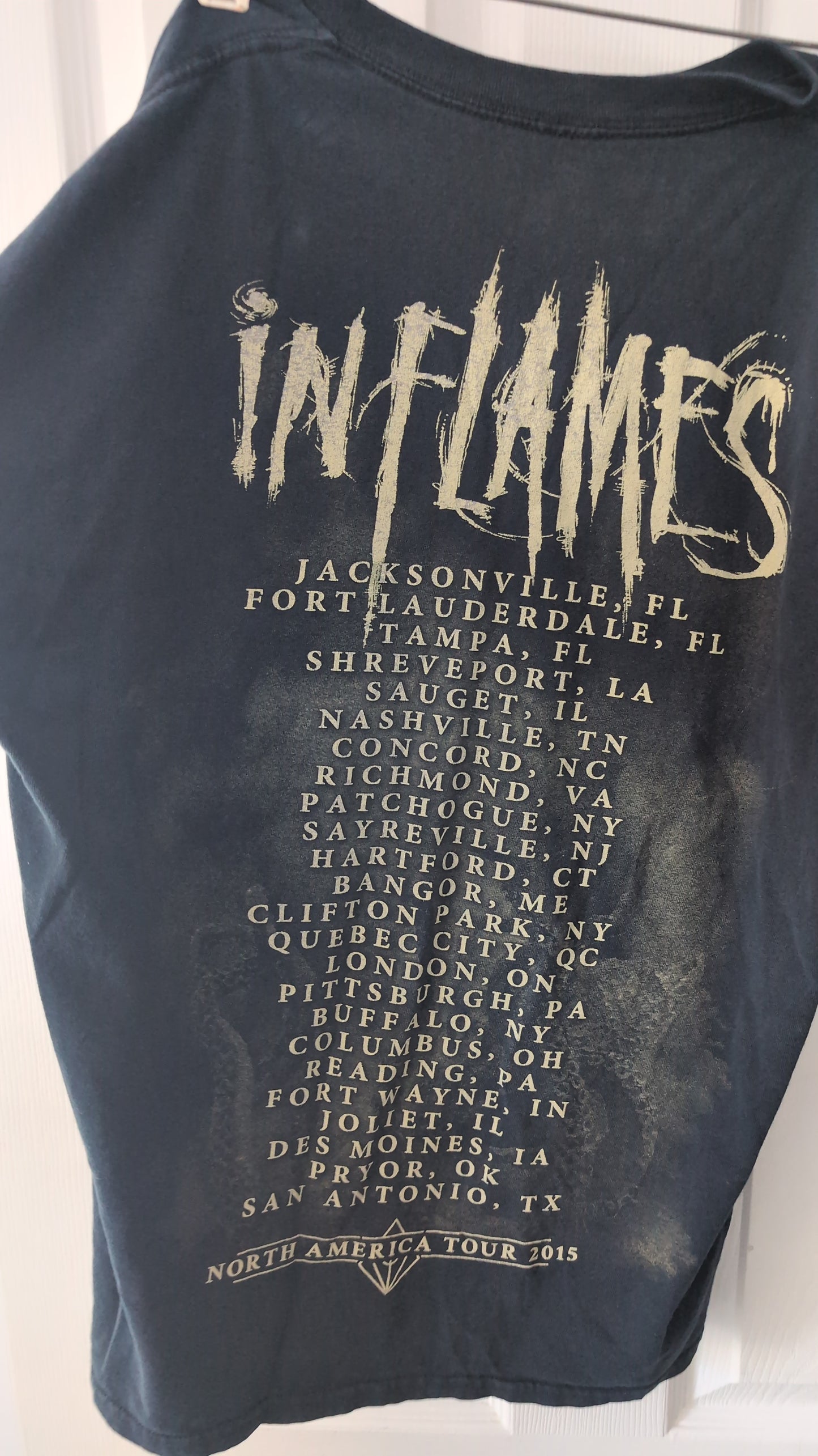 In Flames North America Tour 2015 T-Shirt Gildan Heavy Cotton Black Metal Tee Large