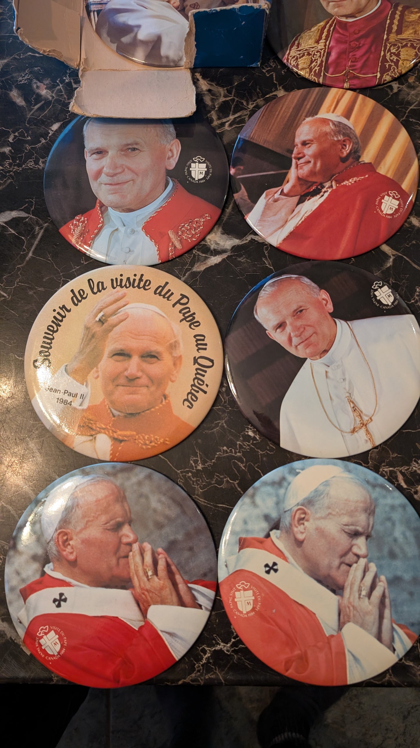 Vintage 1984 Pope John Paul II 6” Papal Visit Canada Commemorative buttons – Lot of 14