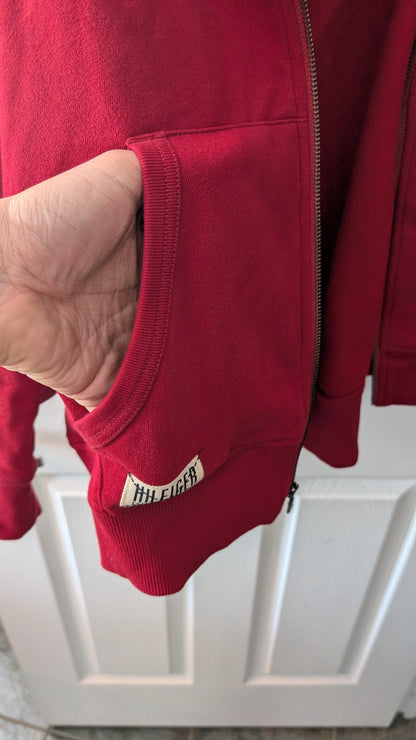 Tommy Hilfiger Men’s Full Zip Hoodie Red Fleece Lined Size XXL