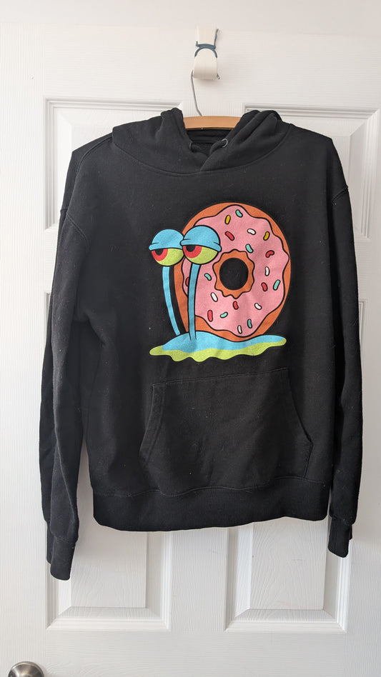 SpongeBob Gary Donut Snail Hoodie Black Size Small | Cartoon Meme Pullover