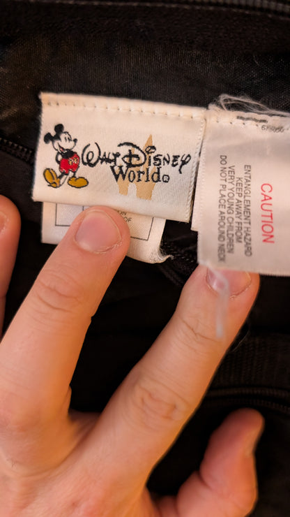 Walt Disney World Shoulder Tote Bag 20" Weekender Black Embroidered Characters