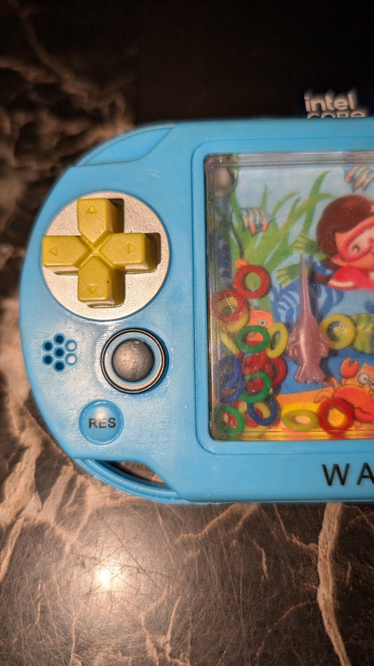 Vintage Water Ring Toss Handheld Game – Blue Aqua Theme – Classic 90s Water Game Toy