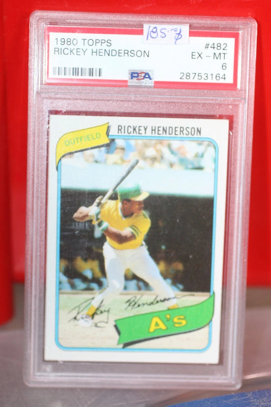 1980 Topps Rickey Henderson Vintage Baseball Rookie Card RC #482 A's PSA 6 EX-MT