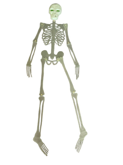 Vintage Glow In The Dark 43" Flat Plastic Skeleton Spooky Halloween Decoration