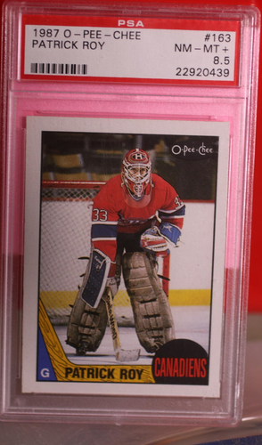 1987 O-Pee-Chee Patrick Roy Hockey Card #163 PSA 8.5 NM-MT+ Graded rare