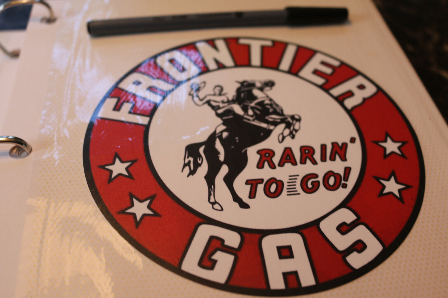 1X 6" Frontier Horse Gasoline Decal Gas And Oil Gas Pump Sign Wall Art Sticker 1