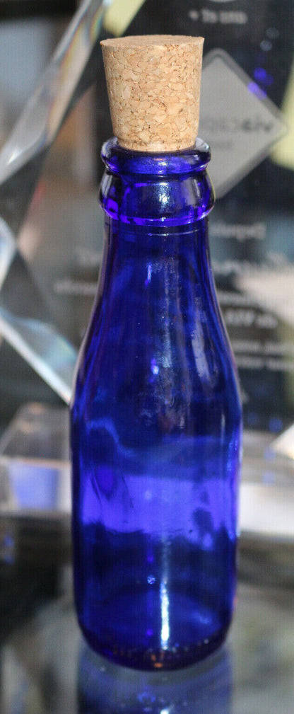 Vintage Bromo-Cedin Cobalt Blue Glass Bottle 5-1/2" H Embossed For Headaches
