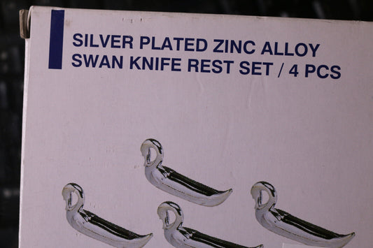 Vintage Elegance Silver Plated Zinc Alloy Swan Rest Set 4 Porte-Ustensiles Lot