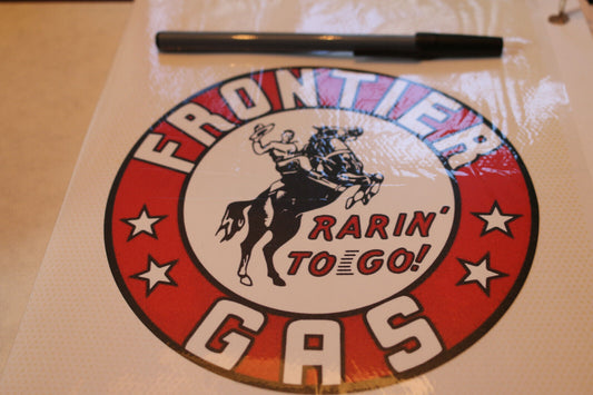 1X 6" Frontier Horse Gasoline Decal Gas And Oil Gas Pump Sign Wall Art Sticker 4