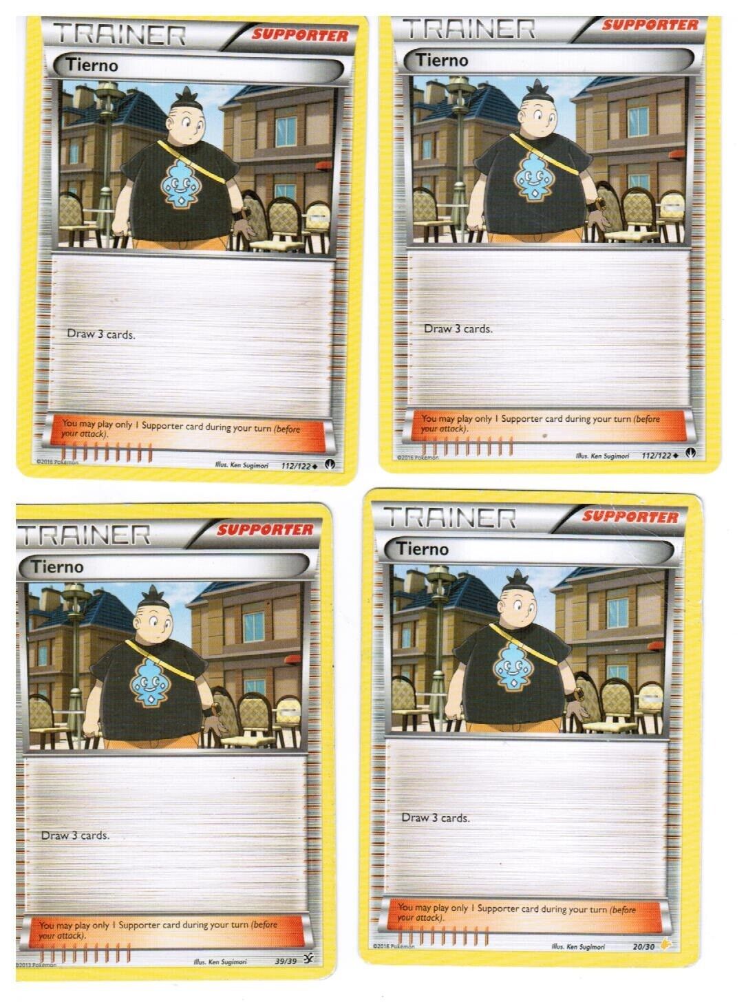 4 X Trainer Tierno Xy Breakpoint Set 112/122*39/39*20/30 Pokemon Cards Trainer