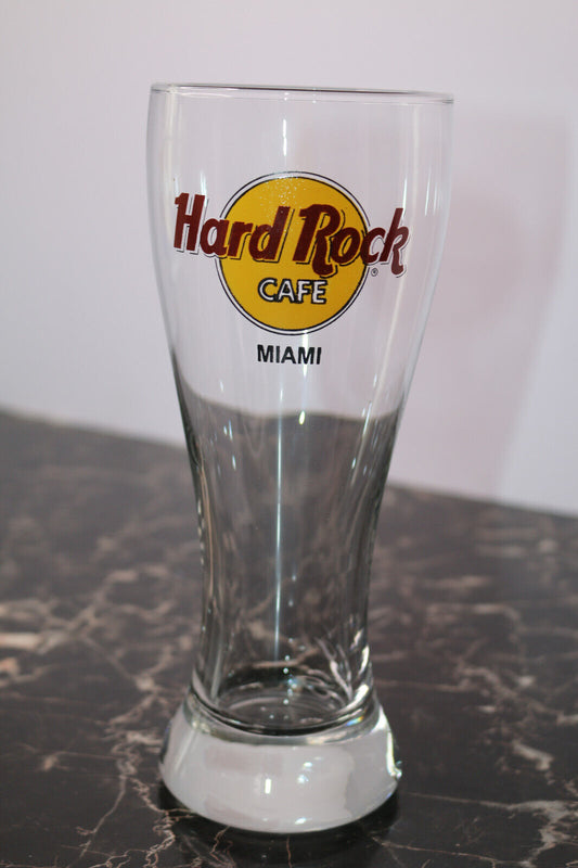 Hard Rock Cafe Pilsner Beer Glass Miami Souvenir 16 Fl Oz