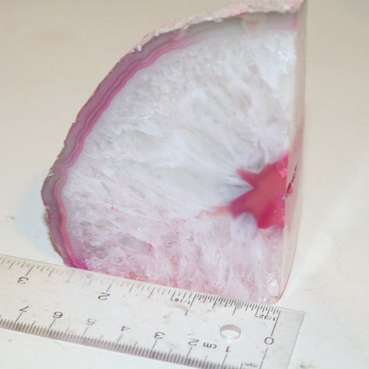 Agate Bookends Geode Dyed Pink Crystal Polished Quartz Druzy Brazil Specimen