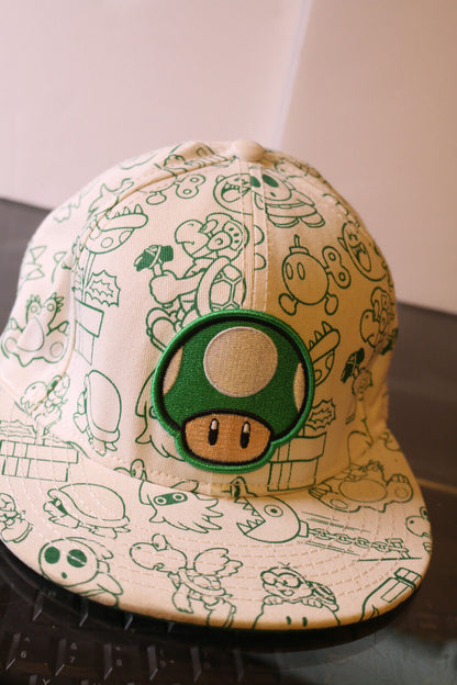 Super Mario Nintendo Hat Baseball Cap 1-Up Mushroom Green White Youth Adjustable