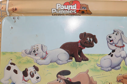 Vintage 1985 Lovable Huggable Pound Puppies Metal Folding Dinner Tray By Tonka