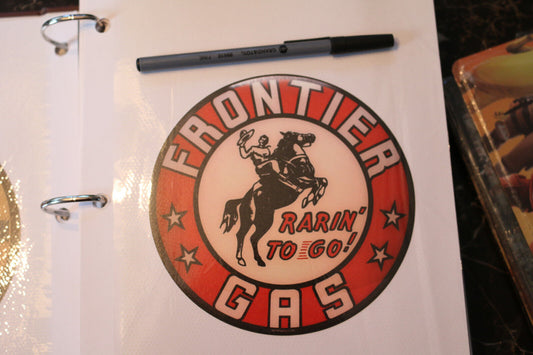 1X 6" Frontier Horse Gasoline Decal Gas And Oil Gas Pump Sign Wall Art Sticker