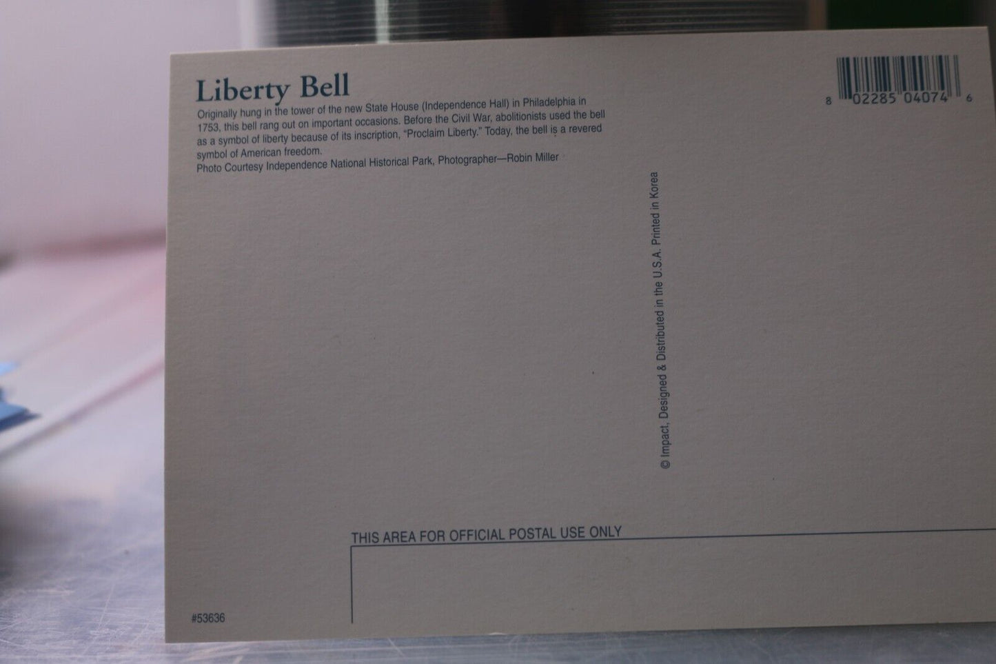 Vintage Post Card Liberty Bell Originally Hung In The Tower New State House
