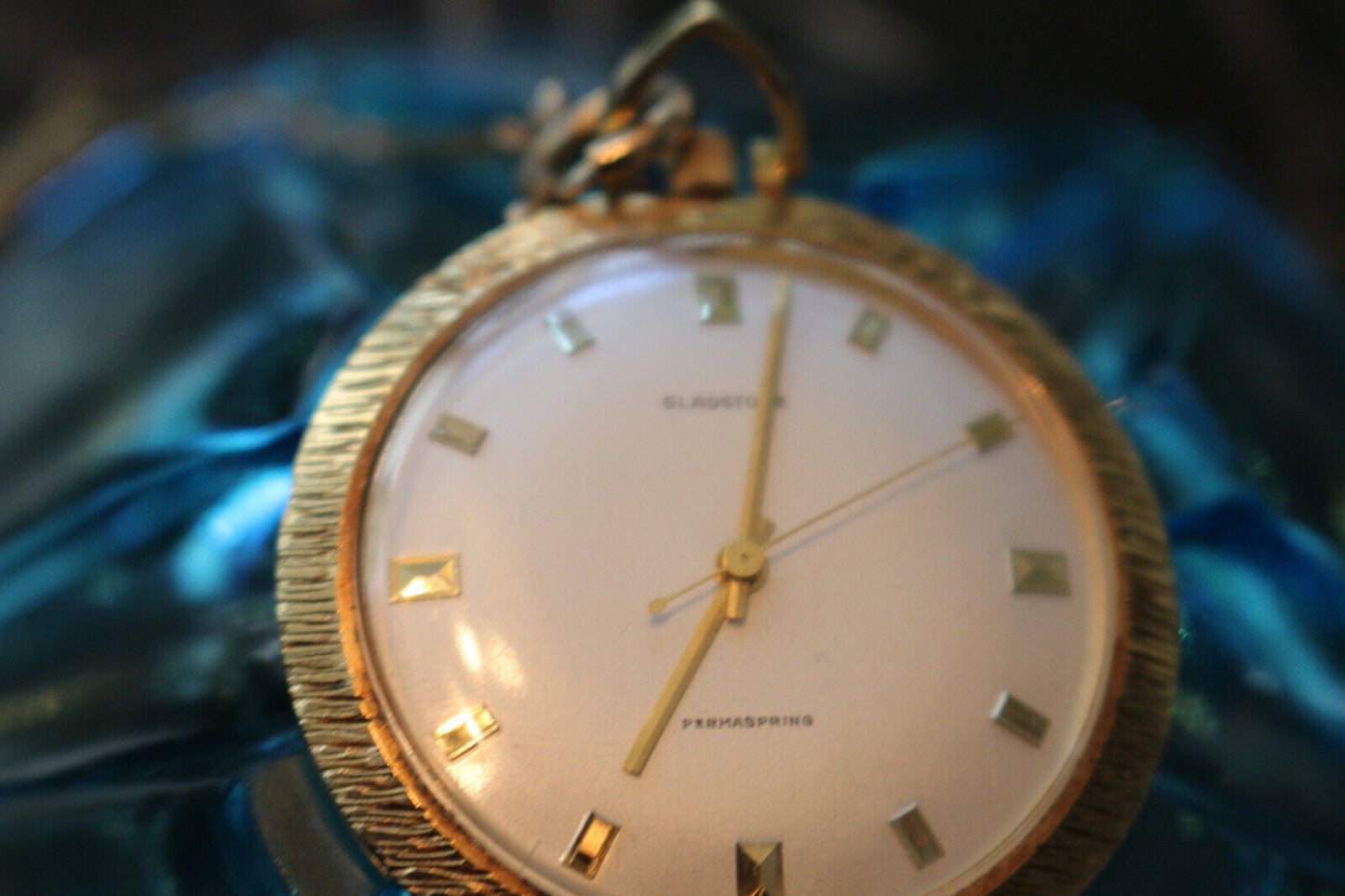 Pocket Watch Gladstone Permaspring Swiss W/Beautiful Chain Written 1970 Behind