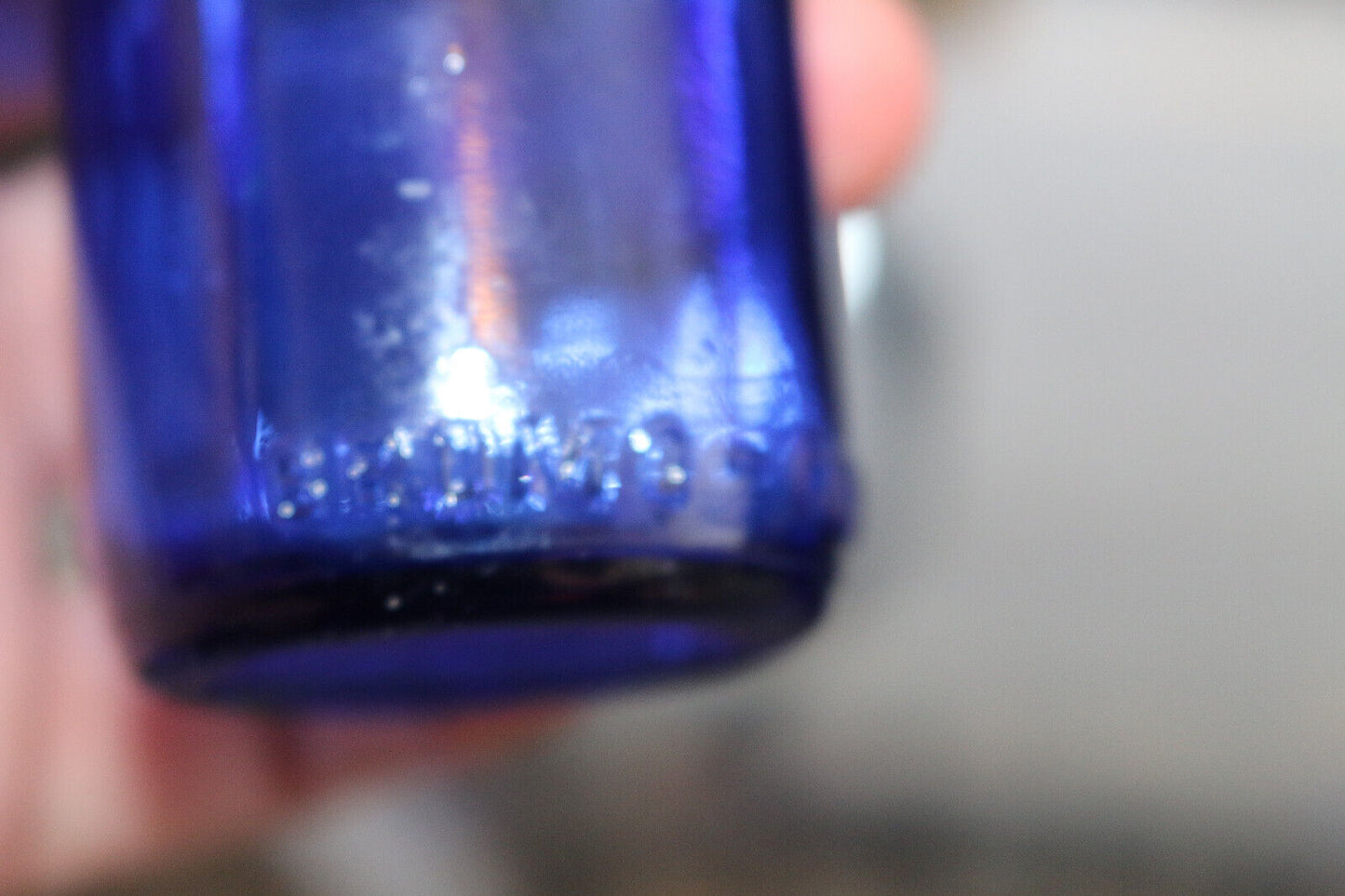 Vintage Bromo-Cedin Cobalt Blue Glass Bottle 5-1/2" H Embossed For Headaches