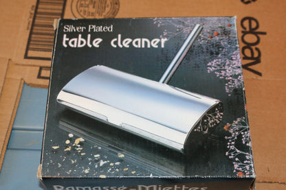 Vintage Silver Plated Table Roller Crumb Brush Sweeper Cleaner In Box