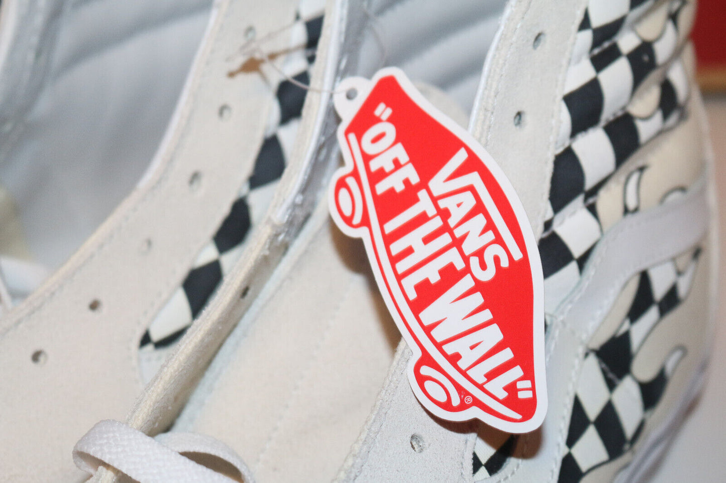 Vans Sk8 Hi Checker Flame Classic White Skate Shoes Checkerboard Unisex M9 W11