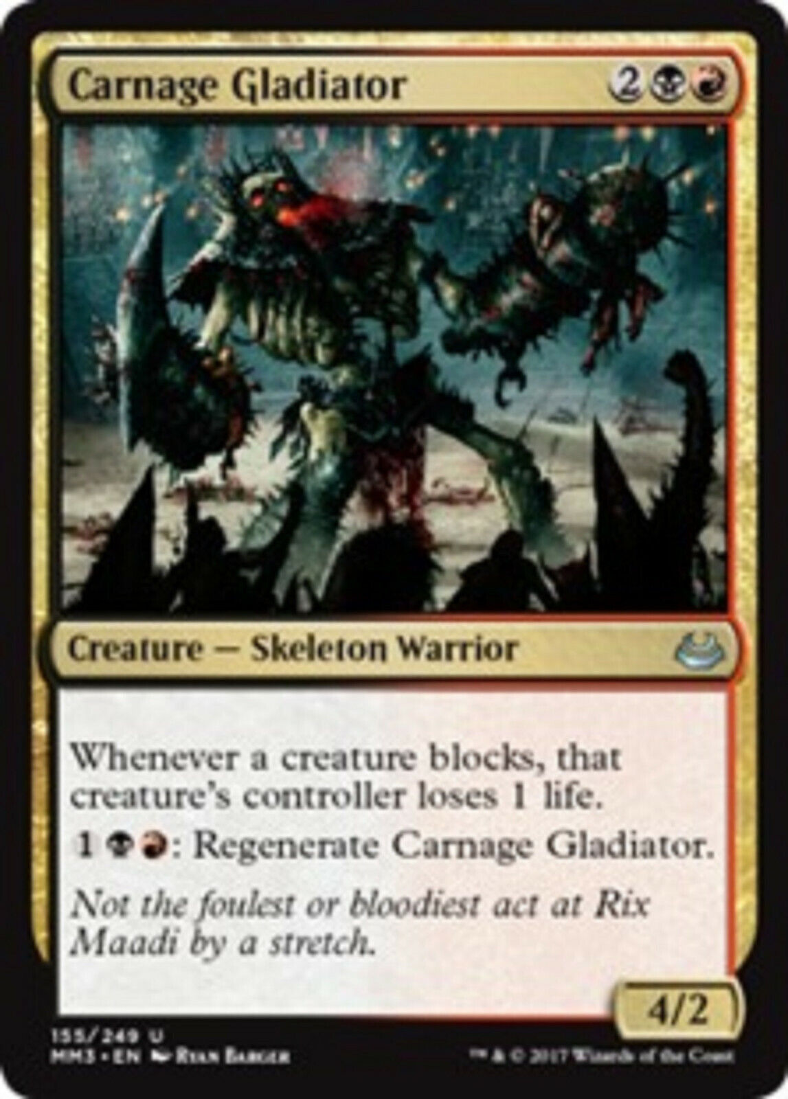 MTG MTG 1x  Carnage Gladiator Modern Masters 2017 Edition Magic the GAthering CARD