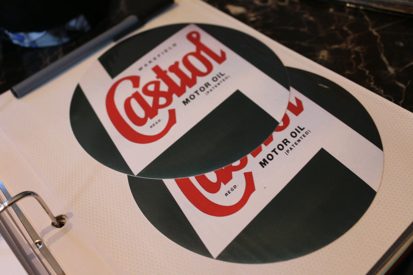 2X Castrol 6" Gas Pump Gasoline Motor Oil Decal Sticker Collectible Vintage 9