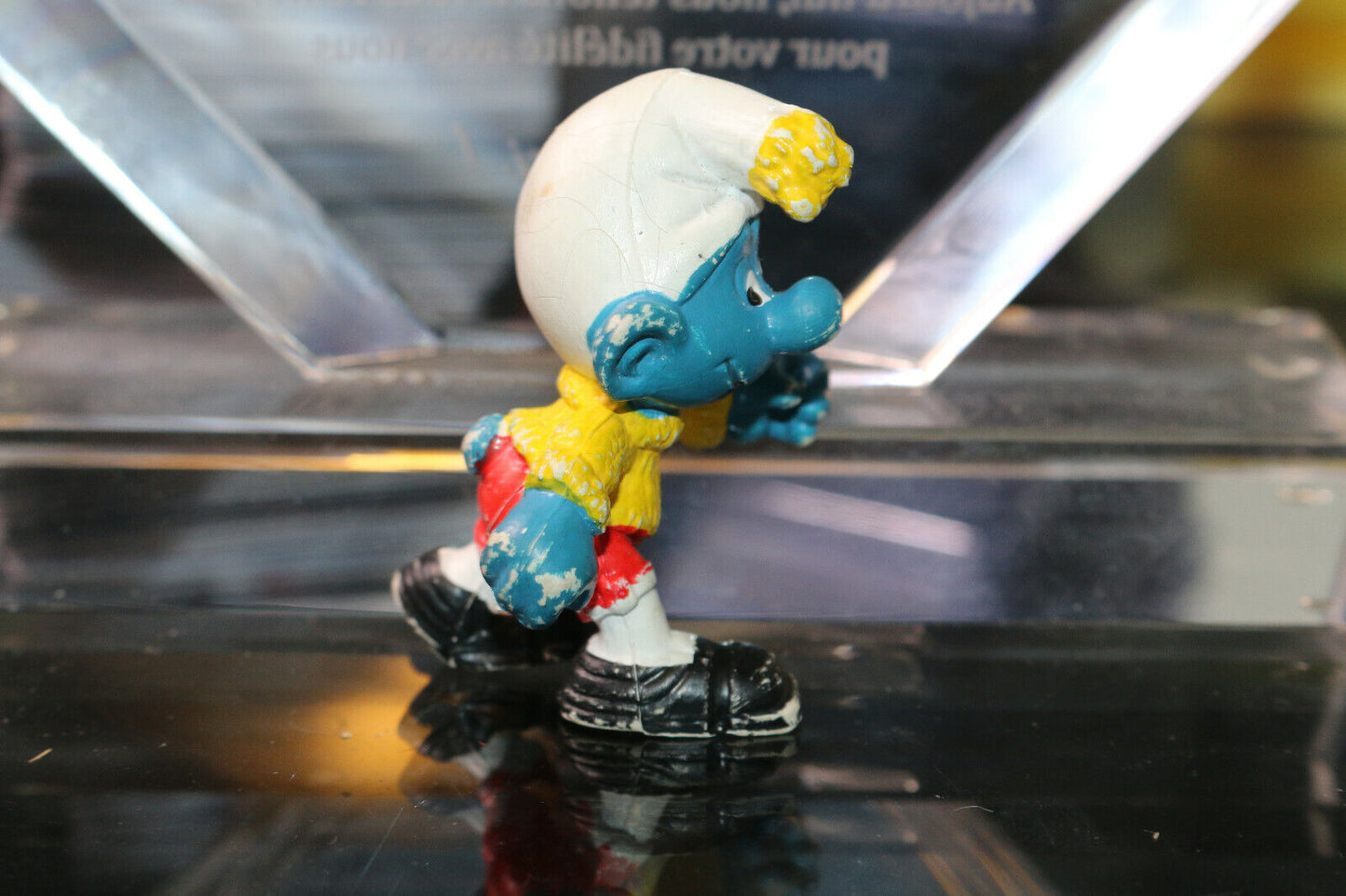 Smurf Vintage Pull Jaune 5,5Cm Figurine Les Schtroumpfs Figure Toy Sport Walking