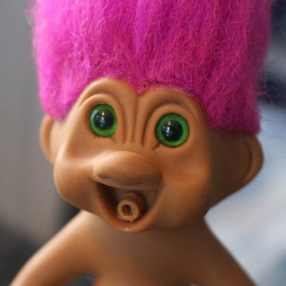 No Clothes Vintage Nasty Troll Doll With Hole In Mouth Pink Hair Tn'T 1991