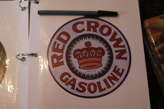 1X 6" Red Crown Gas Pump Gasoline Motor Oil Decal Sticker Collectible Vintage #1