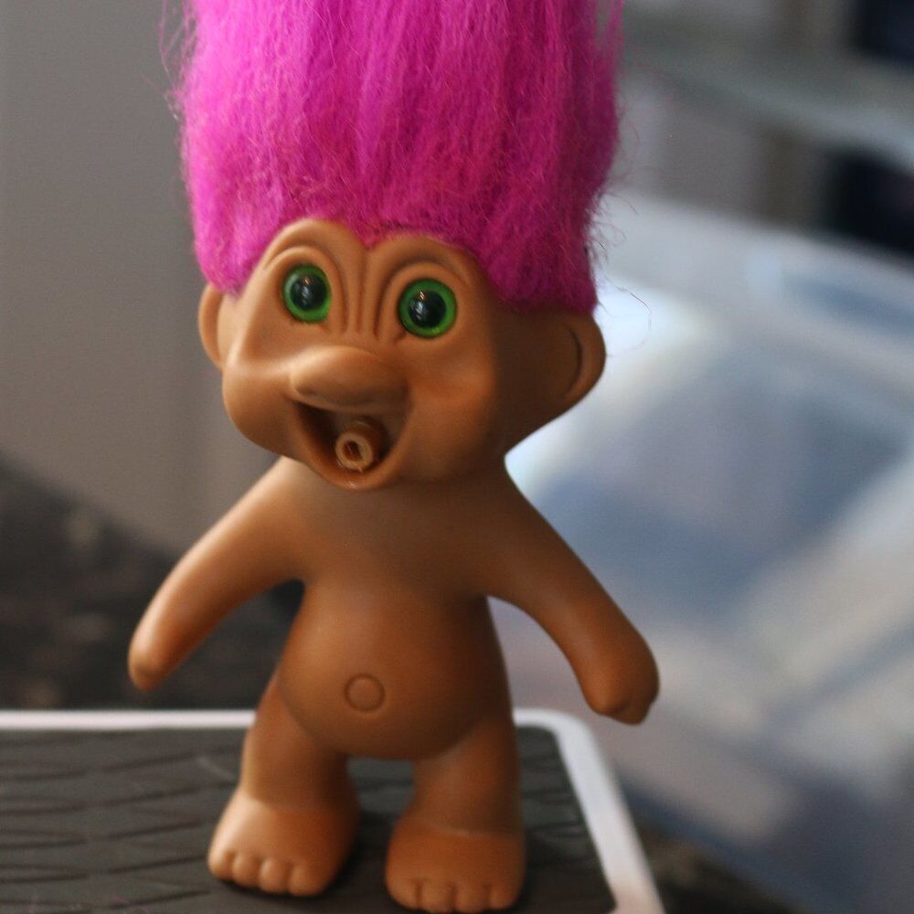 No Clothes Vintage Nasty Troll Doll With Hole In Mouth Pink Hair Tn'T 1991