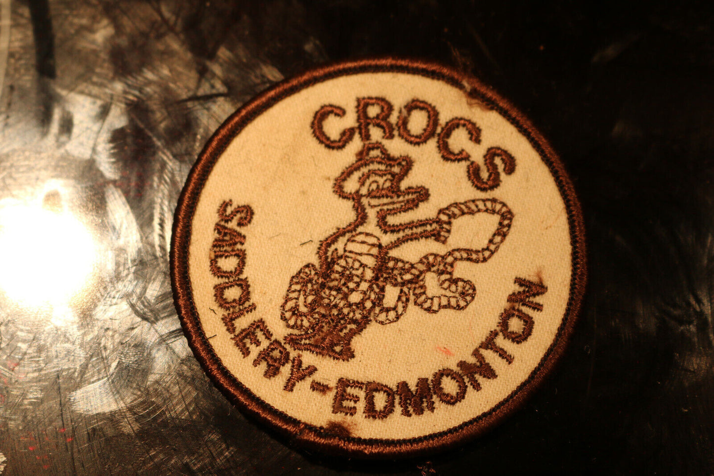 Vintage Shoulder Patche Souvenir Crocs Saddlery Edmonton Canada Québec